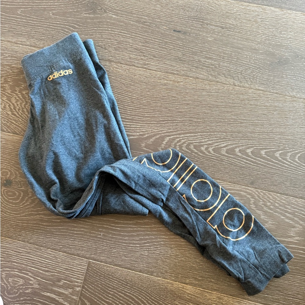 Adidas Women’s Charcoal Leggings with Gold Accents